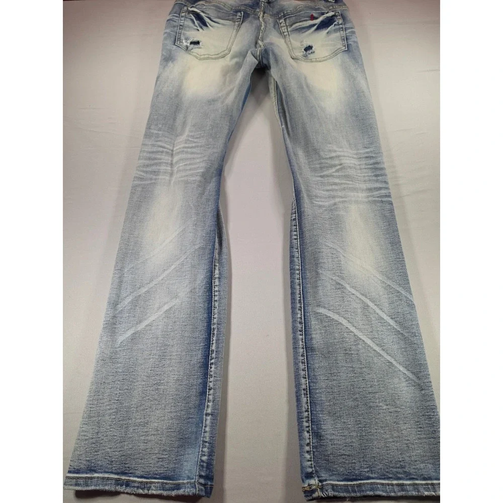 Industrial Indigo Masonry Dnm Distressed Light Wash Straight Jeans Mens 38x36